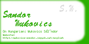 sandor wukovics business card